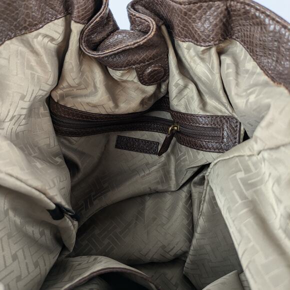 Cole Haan Brown Leather Purse Womens Drawstring Hobo Satchel Handbag Damaged - Picture 5 of 16